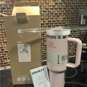 Stanley Blush Pink Tumbler with Handle and Straw